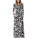 EUOVMY Women's Long Sleeve Loose Maxi Dresses Casual Long Dresses with Pockets