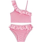 LIZENS Girls Two Piece Swimwear Ruffle Trim 2-12Years Flounce Striped Beach Bathing Suit
