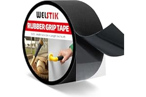WELSTIK Rubber Grip Tape, Ultra Strong Waterproof Anti Slip Tape with Textured Adhesive for DIY Tools & Gadgets (Black, 2In x 16.5Ft)
