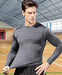 SPVISE Grey Compression Shirt Men, Workout Long