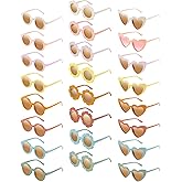 Queekay 24 Pcs Kids Flower Sunglasses Bulk Round Heart Shaped Toddler Sunglasses Colorful Beach Eyewear for Toddler Girl Boy Outdoor Holiday Parties End of the Year School Students Gifts