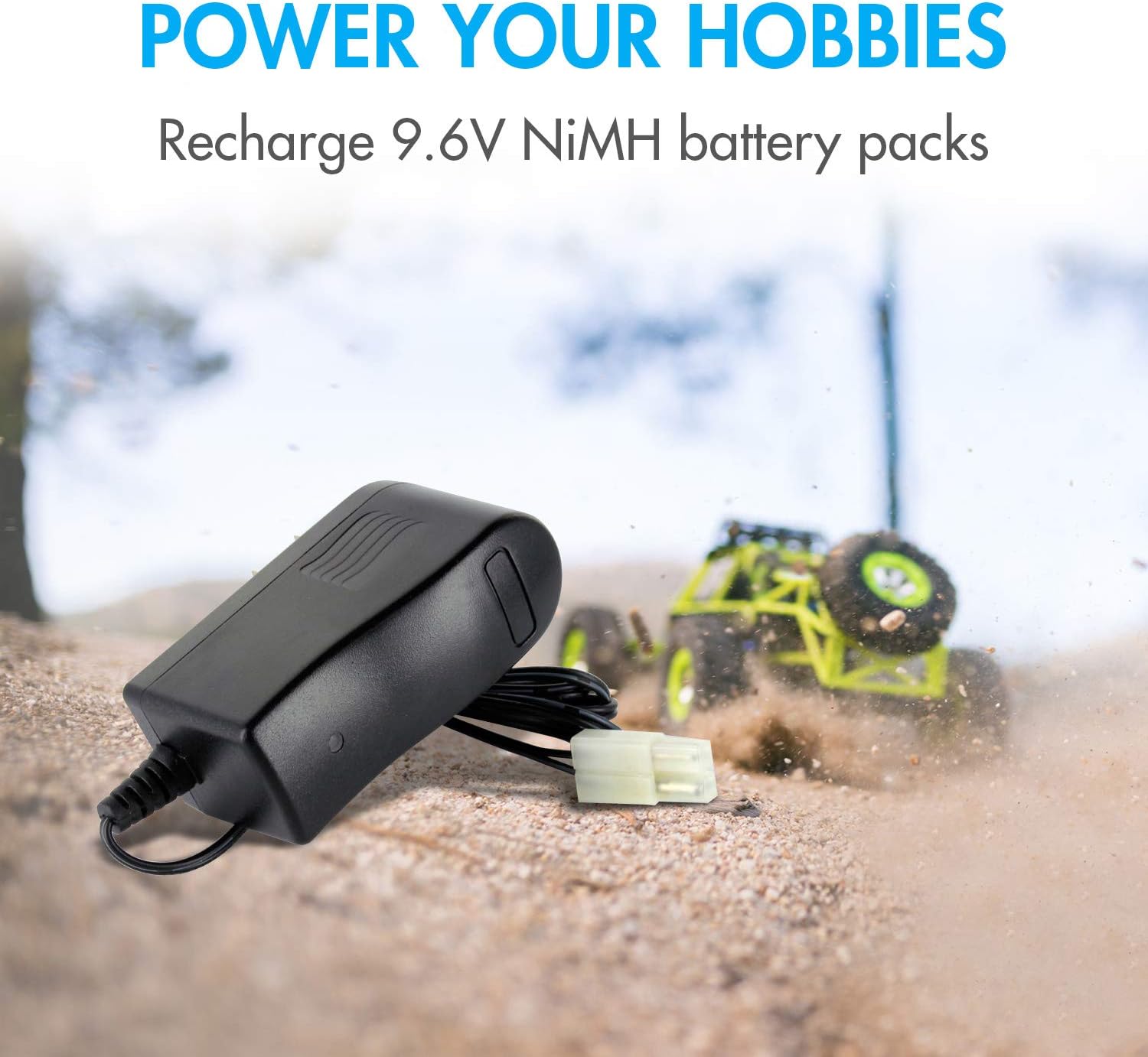 Tenergy RC Battery Charger for 9.6V (8S) NiMH/NiCd Battery Packs, 12V 400mA AC Plug Charger w/ Standard Tamiya Connector for RC Hobbies: Toys & Games