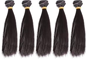 SEWACC 5pcs Synthetic Doll Hair Wefts Long Straight Doll Hair Handcraft Doll Wigs Doll Hair Extensions for Craft 15cm