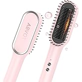 Hair Straightener Brush, HC13 Straightening Brush with 3-Mode, Cool/Hot Air Straightening Comb, Fast Heating, Auto Shut Off & Anti-Scald Shell for Curly Wavy Frizzy Hair | Pink