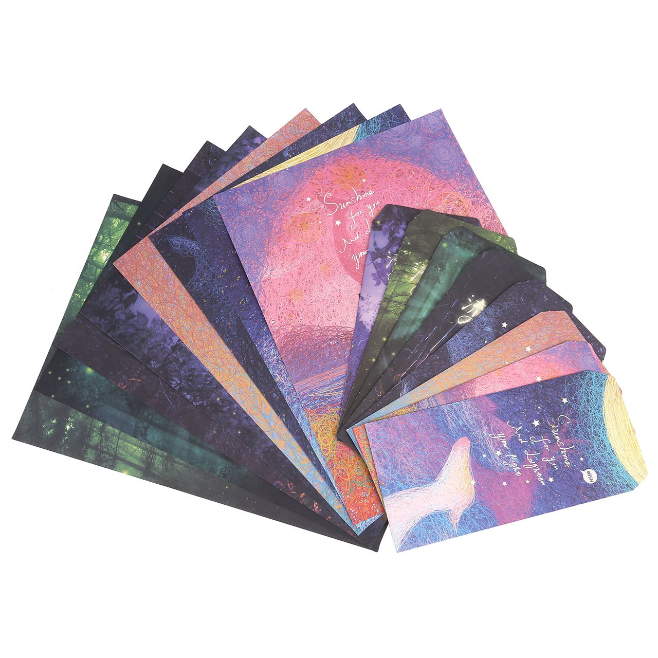 Luminous Writing Stationary Paper Letter Set, Yoption Writing Paper and Envelopes Set, 48 Pcs Creative Romantic Love Letter Writing Paper & 24 Luminous Envelopes (Luminous Stationery Envelopes Suit)