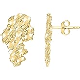 10kt Yellow Gold Mens Nugget Stud Earrings