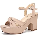syztsho Women's Platform Heels Ankle Strap Sandals Peep Toe Suede Wedges Sandal Fashion Wedding Sexy Dress Block Chunky High Heel Pumps