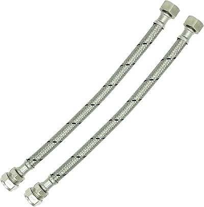 Reeds 2x 15mm x 1/2in Flexi 300mm Braided Tap Inlet Connector WRAS