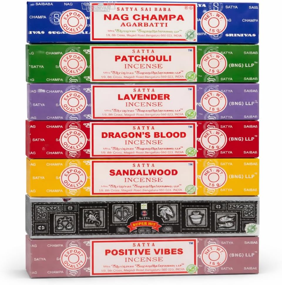 Satya Incense Gift Collection - Handcrafted Floral Sticks - 7 Pack