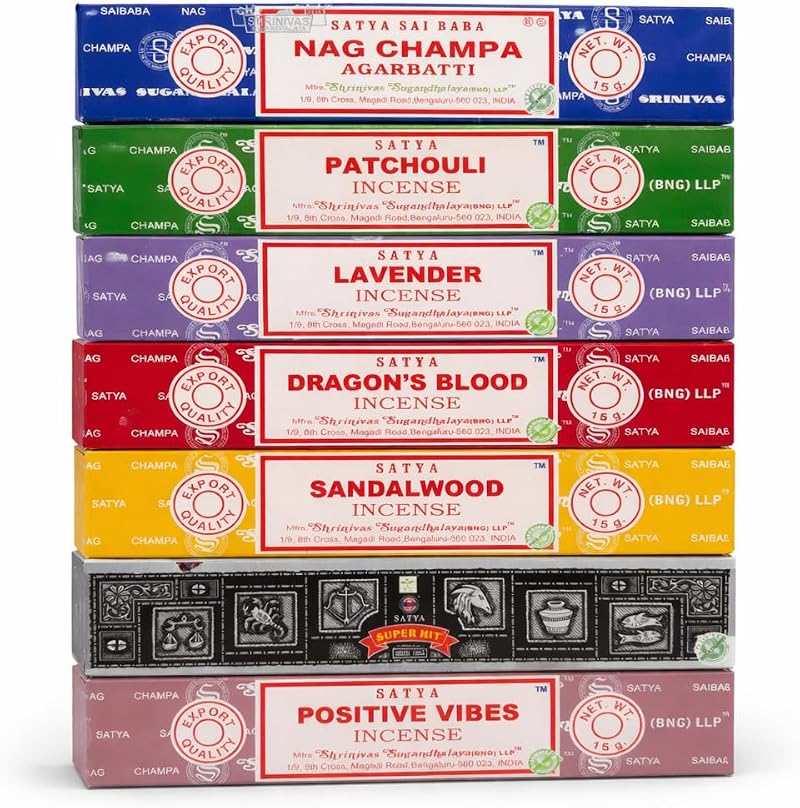 Satya Incense Gift Collection - Handcrafted Floral Sticks - 7 Pack
