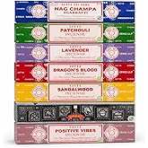 Satya Incense Gift Set Nag Champa, Super hit, Dragon's Blood, Sandalwood, Patchouli, Lavender, Positive Vibes, 15 g