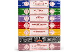 Satya Incense Gift Set Nag Champa, Super hit, Dragon's Blood, Sandalwood, Patchouli, Lavender, Positive Vibes, 15 g