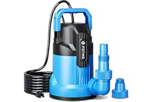 FOTING 4900GPH Sump Pump Automatic & Maunal,Drian Up to 0.04",with Float Switch,Big Flow Clean & Dirty 1/2HP Submersible Water Pump,10FT Electric Utility Pump for Pool Draining Hot Tub Garden Basement