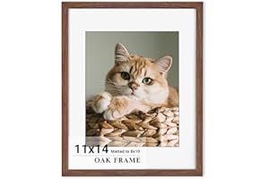 11x14 Picture Frame, Solid Oak Wood 11"x14" Photo Frame with Real Tempered Glass for Wall Home Office Poster Gallery Decor, 1