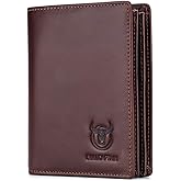 BULLCAPTAIN RFID Blocking Bifold Wallet For Men Genuine Leather Extra Capacity Mens Bifold Wallet With Widening Design QB027
