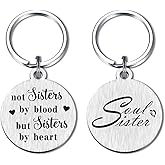 Yobent Soul Sister Gifts for Women, Birthday Keychain for Best Friends Female Friendship, Not Sisters By Blood But Sister By Heart Valentines Day Keychain for Girl