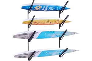 VEVOR Surfboard Wall Mount, 4 Tiers Horizontal Surfboard Rack for Storage and Display, Adjustable Height Metal Board Stand Or