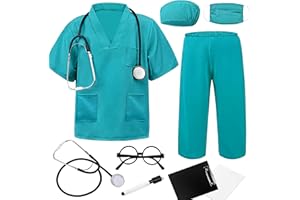 ZZIHAN Doctor Scrubs Set,Doctor Kit for Kids,Doctor Costume With Pretend Play Playset for Kids 3-12Years
