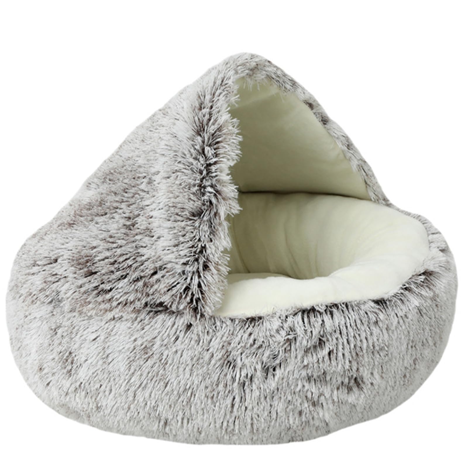 Beskie Calming Dog Bed & Cat Bed, Fluffy Plush Puppy Cushion, Kitten Cave, Small Dog Donut Cave, Indoor Cat Sleeping Bag, Soft Warm Pet Sleeping Pillow, Brown,50cm