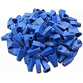 YIOVVOM Soft Plastic Ethernet RJ45 Cable Connector Boots Cover Strain Relief Boots CAT5 CAT5E CAT6 CAT6E 100PCS (Blue)