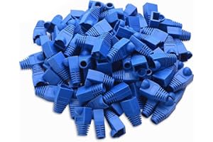 YIOVVOM Soft Plastic Ethernet RJ45 Cable Connector Boots Cover Strain Relief Boots CAT5 CAT5E CAT6 CAT6E 100PCS (Blue)