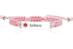 Uloveido Medical Alert ID Bracelet Laser Engraved Epilepsy Adjustable Wristband for Men Women Emergency First Aid, Handmade Braided Health Alert Engraved Bracelet Y3944