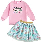 Kayotuas Toddler Baby Girl St Patricks Day Outfit Lucky Charm Sweatshirt and Tulle Tutu Skirts Set Cute Infant Irish Clothes