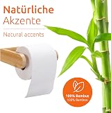 ECENCE Bamboo Wooden Toilet Roll Holder Wall Mounted No Drill Self Adhesive view 2
