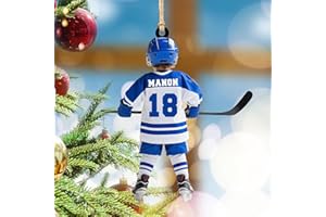 Personalized Hockey Ornament Christmas Tree Decoration, Custom Name Number Sport Hockey Christmas Hanging Ornament Xmas Tree 