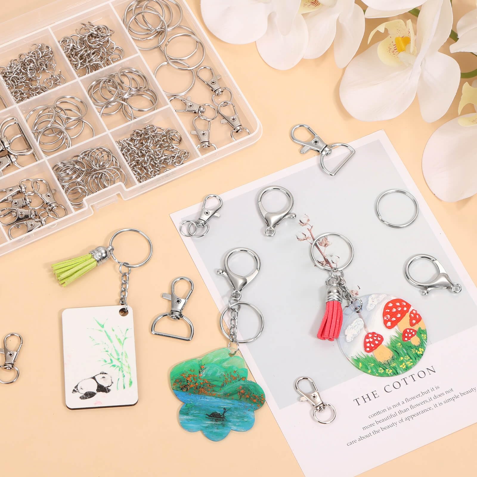 PAXCOO 300PCS Keychain Making Kit, Keychain Craft Supplies Including Key Chain Clips, Lanyard Snap Hooks, Key Rings and Jump Rings for Key Chain Making, Purse Making, Lanyard Making