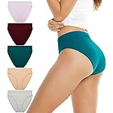 dailyhao Women's Cotton Underwear Hi Cut Panties for Women Solid Briefs Soft Stretchy Ladies Underpants (5-pack)