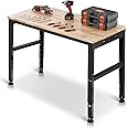 VEVOR Adjustable Workbench, 2000 lbs Capacity, 48 x 20-inch Heavy Duty Work Bench with 28.5-38.3 Inches Height Adjustment, Ga