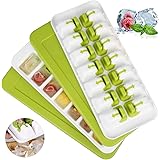 Silicone Ice Cube Tray Large Quick Pop with Lid - EXEGO Ice Trays with Cover Mini Cocktail Whiskey Ice Cube Storage Container