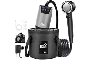 Yimserk 8000mAh Portable Camping Shower, 10-Speed Camp Shower Pump, LED Display, 4 Spray Modes, IPX8 Waterproof Outdoor Shower Kit for Hiking, Travel, Pet, Car Wash