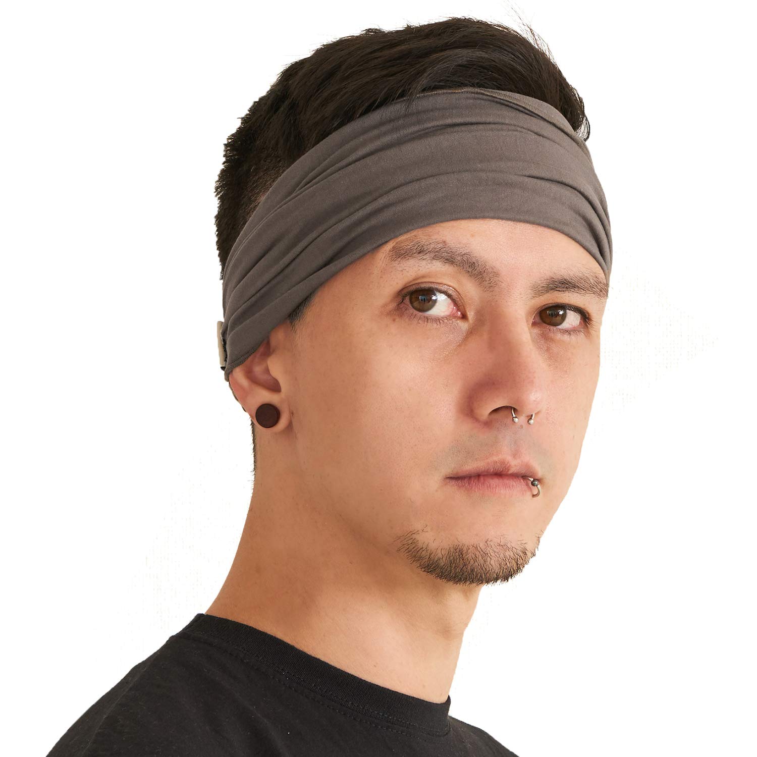 CHARM Charcoal Grey Bandana Headbands for Men and Women – Head Bands Fitness Sports L