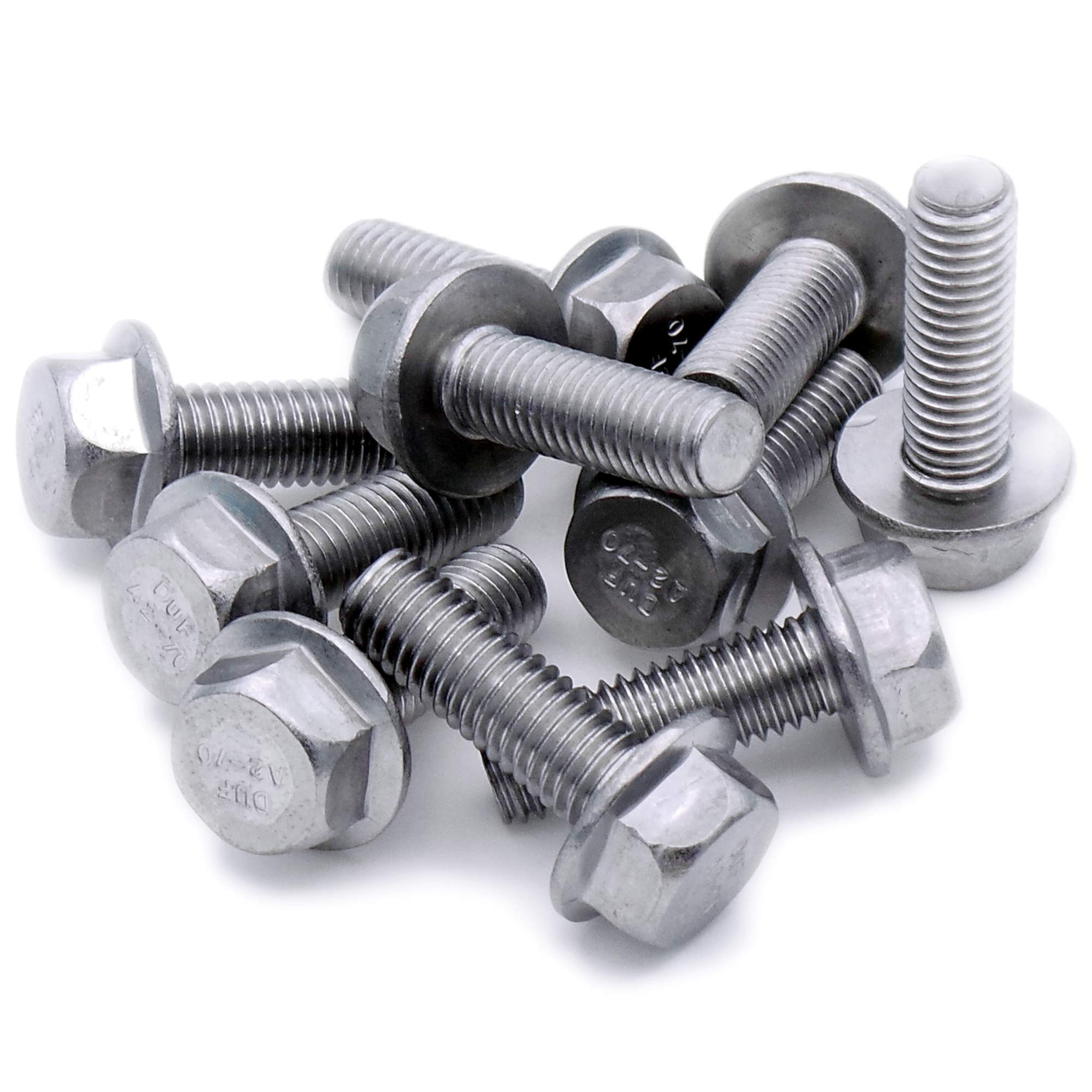 M5 (5mm x 50mm) Flanged Hex Bolt (Fully Threaded Setscrew) - Stainless Steel (A2) (Pack of 10)