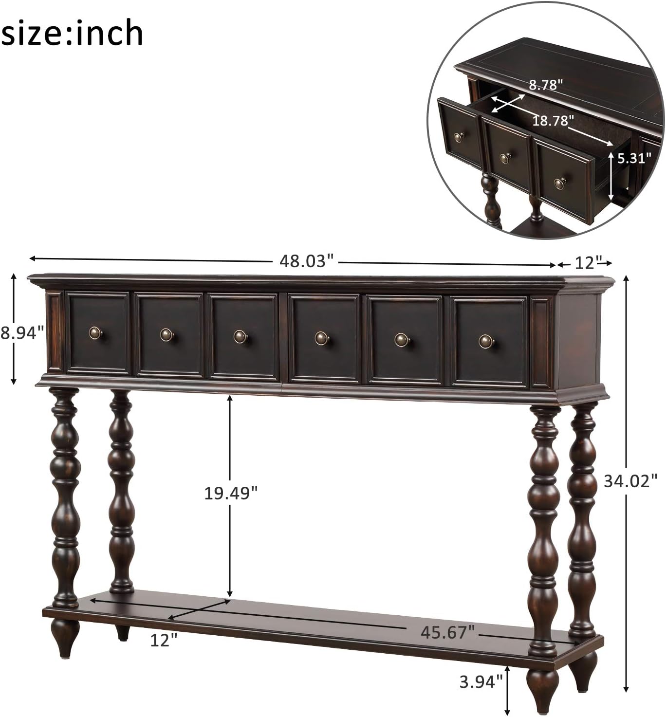 Amazon Com Console Table Rustic Sofa Table Antique Inspired