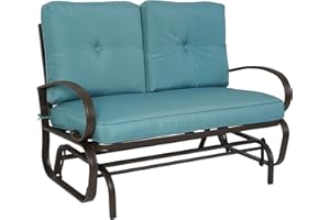 Kozyard Cozy Patio Glider Bench - Outdoor Rocking Loveseat with Sturdy Frame and Cushioned Seats for Patio, Yard - Rocker Swing with Outdoor Seating, Perfect for Porch Outdoo (Blue)