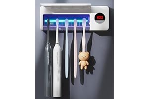 HOUSE GEM HouseGem Toothbrush Holder, Timer Function, 2000mAh Rechargeable Cordless Wall-Mounted Bathroom (White)