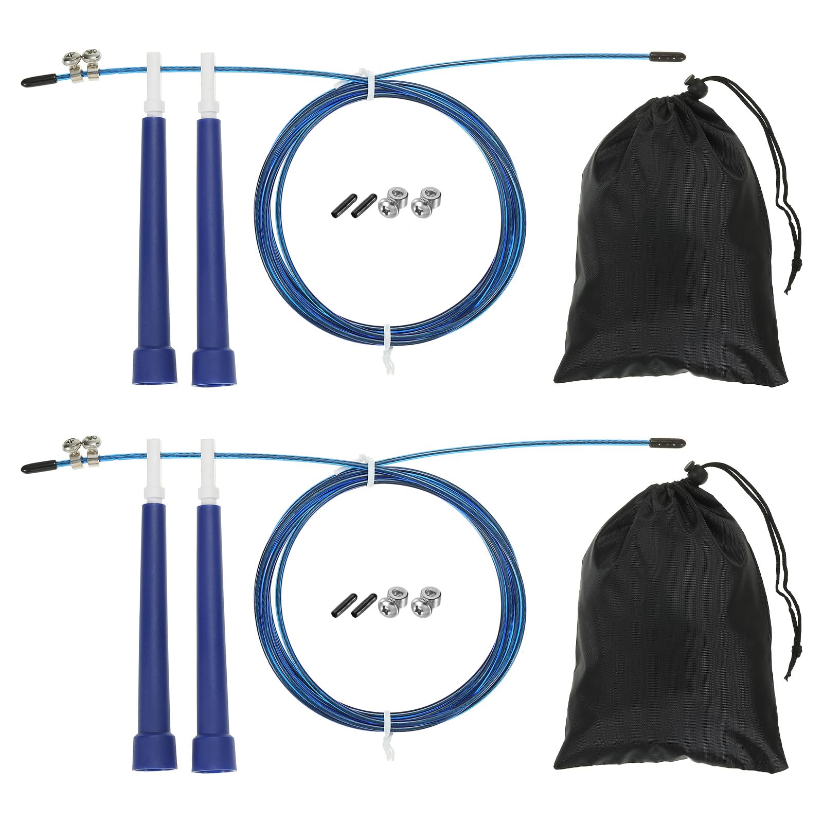 PATIKIL Speed Jump Rope, 2 Set Adjustable Speed Skipping Rope Tangle-Free Fast Jump Rope with Storage Bag and Spare Parts for Fitness Training, Blue