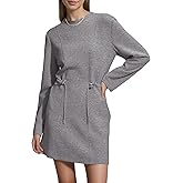 COCOMARTS Womens Long Sleeve Crewneck Sweatshirt Dress Drawstring Waistband Casual Tunic Tops Mini Dresses 2025 Fall Clothes