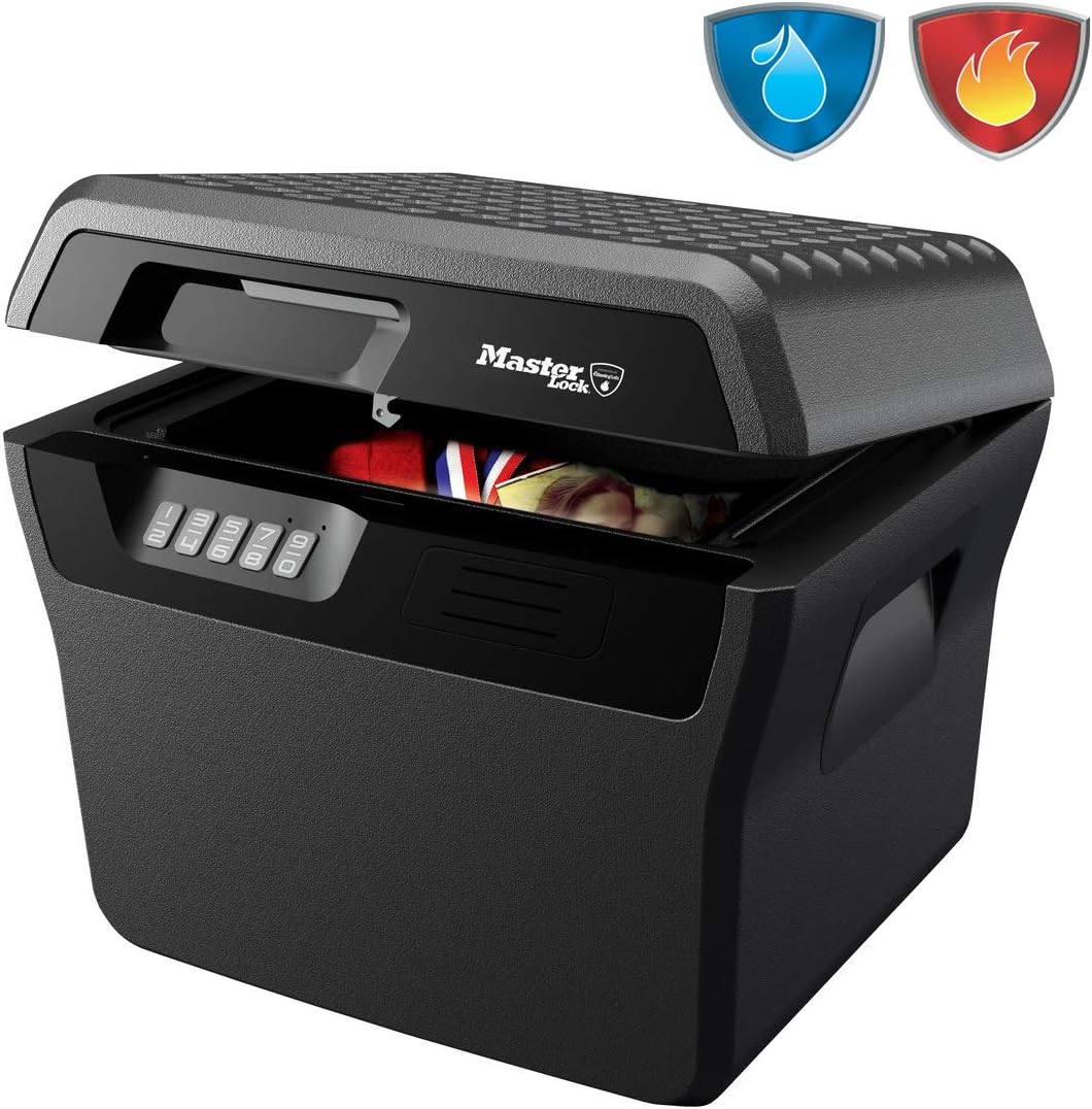 MASTER LOCK Certified Fireproof and Waterproof Safe Box with Digital Combination, 18.5L, 421 x 359 x 351 mm, Portable