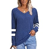 Womens Tops Fall Fashion Sweatshirt for Women Sweaters V Neck Long Sleeve Shirts Trendy Clothes
