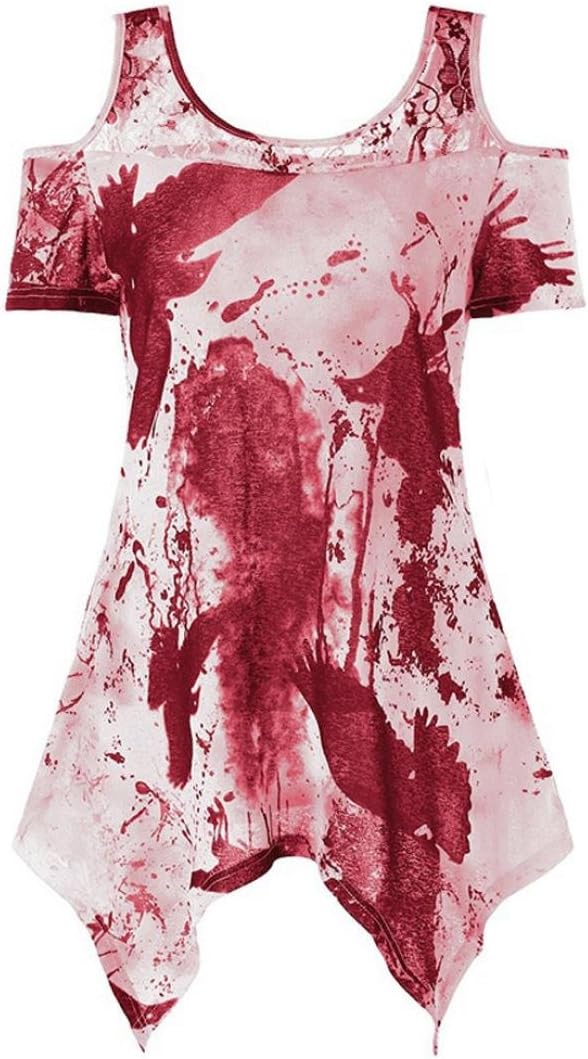 OSTELY Women's Plus Size Short Sleeve Off Shoulder Lace Tunic Shirt Tops Blouse