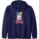 Peanuts - Snoopy &amp; Woodstock USA Flag Zip Hoodie