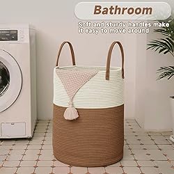 JMvicyroam Large Woven Laundry Basket Hamper,80L