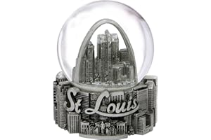 CITY-SOUVENIRS Silver Pewter St. Louis Snow Globe, Missouri Snowglobe 65mm Souvenir and Wedding Gift Home Decor