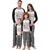 Onancehim Matching Christmas Pajamas Sets for Family, Cute Womens Mens Christmas Pjs(Men,L,White Ho)