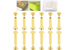 Hilitchi 50-Sets M5 Brass Plated Phillips Chicago Screw Posts Binding Screws Assortment Kit for Scrapbook Photo Albums Binding, Leather Repair - Gold (M5 x 25mm-50Sets)