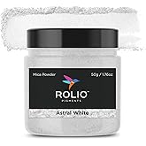 Rolio Premium Mica Powder - Astral White (50G / 1.76oz) - 1 Jar of White Pigment Powder for Epoxy Resin, Dye, Soap Making, Nail Polish, Paint, Candle Making, Bath Bombs, Slime
